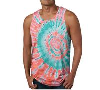 Men's Tie Dye Tank Tops UK Clearance Gym Stringer Vest Sleeveless Shirt Round Neck T Shirts Summer Muscle Undershirt Breathable Workout Singlet Lightweight Quick Dry Athletic Wear Bodybuilding Tee