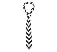 Men's Tie with Zig Zag Stripe Print, Soft, Comfortable, Suitable for Wedding, Party, Business, Dinner, Daily Wear, Black, One Size, Black, One Size, Black/White, One size
