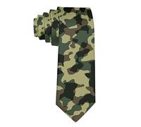 Men's Ties Business Necktie for Men Green Camouflage Pattern Fashion Neck Tie Slim Skinny Tie Necktie for Men Xmas Wedding Business Formal Party (145 x 8 cm)