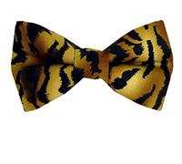 Mens Tiger Print Self Tie Bow Tie, Brown Gold, One size