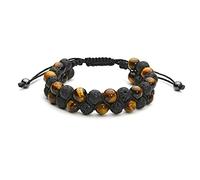 Mens Tigers Eye Lava Stone Gifts for Men Dad, Crystal Beaded Adjustable Jewellery Gifts for Father's Day Birthday Valentines