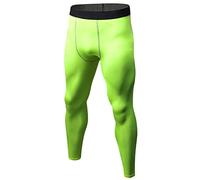 Mens Tight Fitness Running Stretch Basketball Base Training Compression Pants Fitness Pants Men's Fitness Apparel (Green, S)