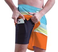 Men's Tight Fitting Swimsuit with 2-in-1 Inner Seam and Quick Drying Swimsuit Board Shorts (UK, Alpha, L, Regular, Regular, Color One)