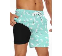 Men's tight fitting swimsuit with 2-in-1 inner seam and quick drying swimsuit board shorts (UK, Alpha, L, Regular, Regular, Color8)