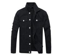 Men's Tight Ripped Denim Jacket Distressed Casual Jean Long Sleeve Coats Slim Fit Stretch Trucker Jackets