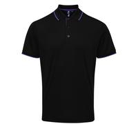 Mens Tipped Polo Shirt Contrast Cool Checker Classic Plain Pique Top Tee Premier