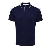 Mens Tipped Polo Shirt Contrast Cool Checker Classic Plain Pique Top Tee Premier