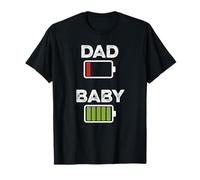 Mens Tired Dad Low Battery Baby Full Charge Funny T-Shirt