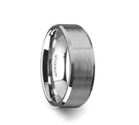 Mens Titanium Brushed Center Flat Wedding Ring - Polished Beveled Comfort Fit - 6mm 8mm Wide - Style Name: Shire, Metal, No Gemstone