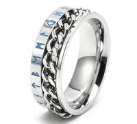 Men's Titanium Steel Glow Viking Number Rotating Ring Nordic Style Chain Design Mechanical Jewelry Gift for Him