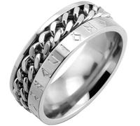 Men's Titanium Steel Glow Viking Number Rotating Ring Nordic Style Chain Design Mechanical Jewelry Gift for Him