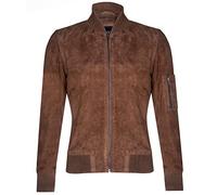Mens Tobacco Goat Suede Bomber Jacket Real Genuine Leather MA-1 Varsity Retro S
