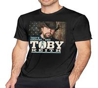 Men's Toby-Keith Mans T-Shirt Crew Neck Short Sleeve Cotton Summer Tee Tops Black L