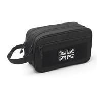 Mens Toiletry Bags, Travel Wash Bag for Men, Small Tactical Washbag with Dual Compartments & Waterproof Wet Pocket, Boys Toiletry Bag with Molle Design & UK Patch