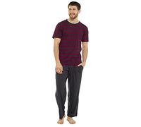 Mens Tom Franks Striped Pyjamas HT332C Red/Grey Large