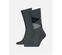 Men's Tommy Hilfiger 2 Pack Mens Checked Crew Socks Grey - Black - Size: 9/10/10.5/9.5/11