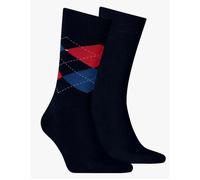 Pack of 2 Pairs of Crew Socks in Cotton Mix navy blue + red