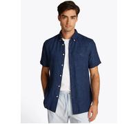 Men's Tommy Hilfiger Pigment Dyed Linen Short Sleeve Mens Shirt - Navy