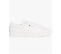 Men's Tommy Jeans TJM LEATHER LOW CUPS Mens Trainers Ecru - White - Size: 10