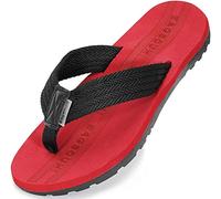 Men's Top Flip Flops Beach Slippers Summer Sliders Thong Sandals, Black Red, 11 UK