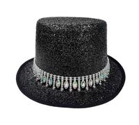 Mens Top Hat, Unisex Headgear with Rhinestones, Magician Hat, for Magic Shows Parties Carnivals Masquerades Performances