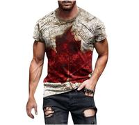 Mens Tops Canadian Flag Canada Day Maple Leaf T-Shirt Short Sleeve Plain T-Shirt Round Neck Top Tees Cotton Workwear Gym Running Workout Classic Tshirt Relaxed Fit Lightweight Tops Beige