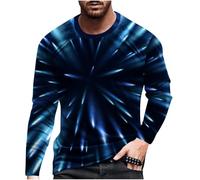 Mens Tops Casual Smart Colorful Element 3D Printed Blouse Tops Plain Long Sleeve Crew Neck Workout Sweatshirt Regular Fit Pullover T Shirts for Men UK Funny S-5XL