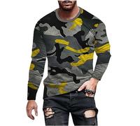 Mens Tops Designer Plus Size Mens Tops Casual Smart Loose Fit Camouflage T-Shirt Non Positioning Printing Round Neck Pullover Casual Sports T-Shirt Top Office Work Yellow L