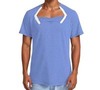 Mens Tops Dy hemo for Shirt Port Chemotherapy Must Haves Tear Side Snap Short Sleeve Post Shoulder Shirts Regular Fit Smart Casual (Blue, XL)