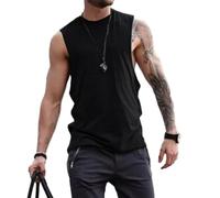 Mens Tops Solid Color Round Neck Sleeveless Summer Mens Tank Shirt Outside Cool Comfortable Mens Short Sleeve Casual All-Match Loose Personality Mens T-Shirt H-Black3 3XL