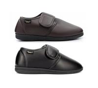 Mens Touch Fasten Slippers Mens Slippers Size 9 Carpet Slipper Size 10 Dr Chris Slipper Faux Leather Upper Touch Fastening Sizes 7-12 Black/Brown 12 UK