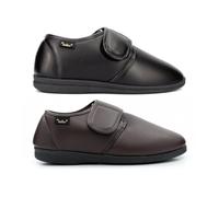 Mens Touch Fasten Slippers Mens Slippers Size 9 Faux Leather Slipper Dr Chris Size 8 Carpet Slipper Touch Fastening Sizes 7-12 Brown/Black 10 UK