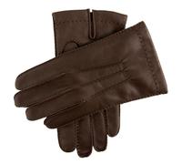 Men's Touchscreen Handsewn Three-Point Cashmere-Lined Leather Gloves - BROWN / XL