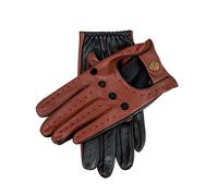 Men's Touchscreen Leather Driving Gloves - ENGLISH TAN/BLACK / S