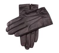 Men's Touchscreen Three-Point Fleece-Lined Leather Gloves - BROWN / L