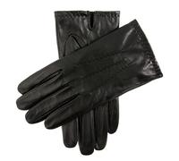 Men's Touchscreen Three-Point Fleece-Lined Shorter-Finger Leather Gloves - Black / M