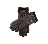 Men's Touchscreen Three-Point Wool Blend-Lined Leather Gloves - BROWN / M