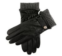 Men's Touchscreen Three-Point Wool Blend-Lined Shorter-Finger Leather Gloves - Black / M