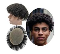 Mens Toupee 10 * 8 Hair replacement system for Men 8mm Afro Curl Men Toupee Full Lace Hair pieces Hair prosthesis Hair units base Toupee Hair for Men