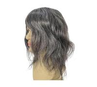 Men's Toupee 12inch Long Hair Men's Toupee Brazilian Human Mens Wigs Thin Skin Base PU Replacement Toupee for Men(1B40#)
