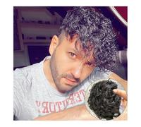 Mens Toupee 25mm Curly Toupee For Men Lace Front Human Hair Piece Swiss Lace and PU Toupee Hair Replacement System Bleached Knots Men Wigs Wigs(Straight Toupee,8x10)