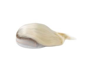 Mens Toupee #4T613 Blonde Hair Toupee Wig For Men Dark Roots Remy Human Systems Unit Full PU Hairpieces