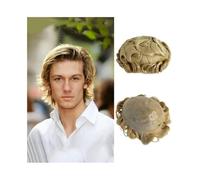 Mens Toupee 613#Blond Indian Human Hair Men's Toupee 0.08-0.10mm Thin Skin Base Men's Capillary Prothesis Toupee for Men(6x8)