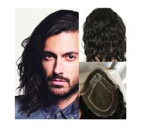 Mens Toupee 8 * 10 Natural Curly Toupee 12IN European Virgin Human Hair Toupee for Men Hairpiece Mono Lace with PU Around Men Wigs Toupee Hair Toupee for Men(Dark brown)