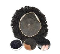 Mens Toupee Afro Curly Human Hair Wigs For Men Toupee Full Lace Wigs Man Breathable Men's Capillary Prothesis Male Wigs Hairline Wigs(20mm Wave,6x9)