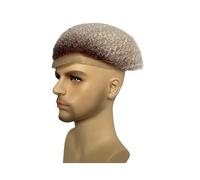 Men's Toupee Afro Wave Hair Toupee Unit Black Mens Curly Human Replacement System Full Lace(Ombre 60 Style)