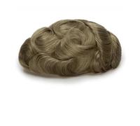 Mens Toupee Base Durable Bleach Single Knots Men Wig Human Hairline Hair Toupee Prosthesis Lace&Pu Male Wig Hair System Unit Wigs(Light Aah Blode,6x8)