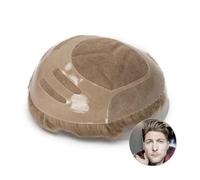 Mens Toupee Breathable For Male Hair Prosthesis 100% Human Hair Toupee Men Wig Hair Systems Wigs(Light Brown)