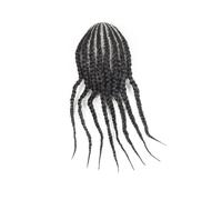 Mens Toupee Cornrow Box Braided Toupee for Men Human Hair Pieces Breathable Lace With PU Replacement System #1B Hairpieces(7x10)