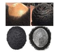 Mens Toupee Curly Men Toupee Thin Skin 0.06-0.08mm Male Capillary Prosthesis Indian Human Remy Hair Wig Hair System Unit Wigs(25mm Curly,8x10)